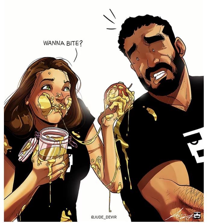 準備好墨鏡！藝術家用20張插畫描述「他與老婆的甜膩日常」！