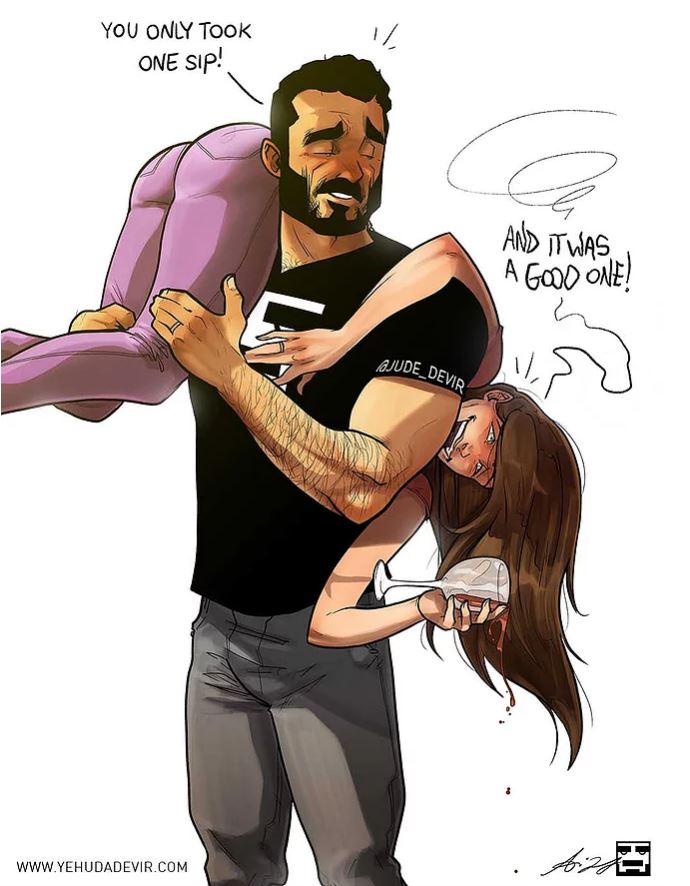 準備好墨鏡！藝術家用20張插畫描述「他與老婆的甜膩日常」！