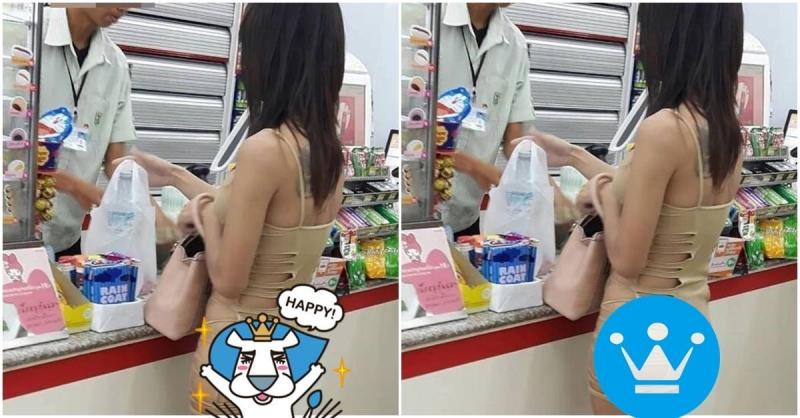 超商正妹穿「肉色洞洞」迷你裙！惹人目光...網：褲褲呢？