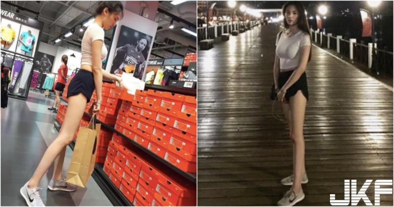 逛街驚見「長腿正妹」挑球鞋！小熱褲下太猖狂！IG裡面滿滿腿照啊！