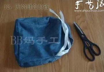 她把「牛仔褲→後背包」也太神！霸氣一刀劃到底「再縫上拉鍊」後...簡易步驟人人都能做！ 