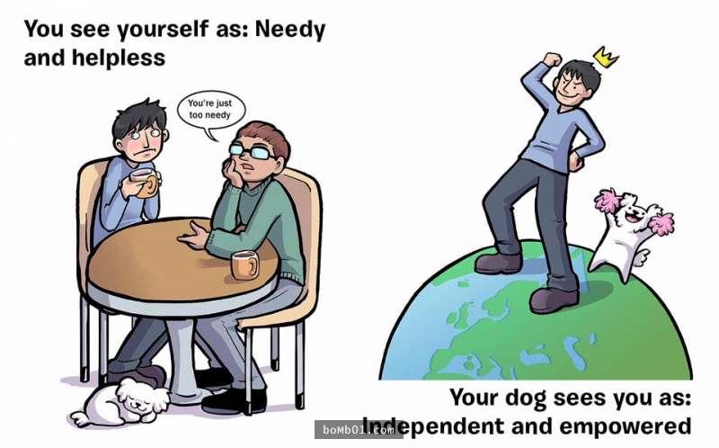 11張會讓你看完噴著淚衝去把愛犬抱緊緊的「狗狗眼中的主人」插畫。