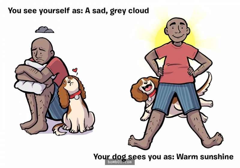 11張會讓你看完噴著淚衝去把愛犬抱緊緊的「狗狗眼中的主人」插畫。