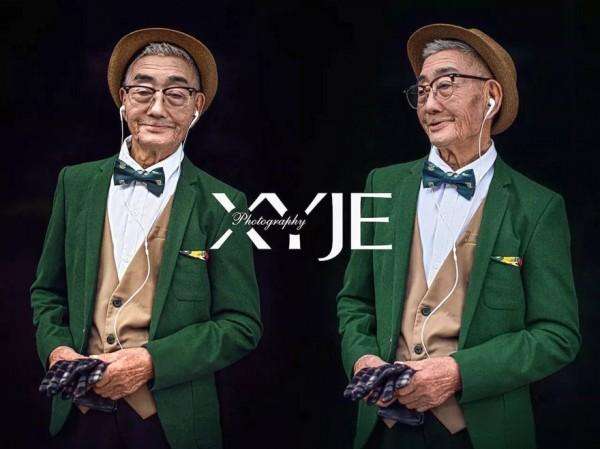 一時好玩讓85歲阿公穿上潮服　沒想到「秒變英倫紳士」帥翻天