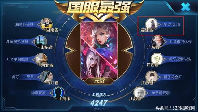 王者榮耀巔峰賽第一天，虎承14連勝上榜一，夢淚第六榜上有名！