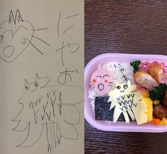 日本暖父「神還原愛女塗鴉」　DIY卡通便當讓同學都羨慕哭了