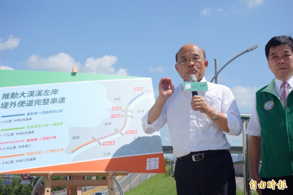 批朱市府8年做不到 蘇保證4年開通大漢溪左岸堤外便道 