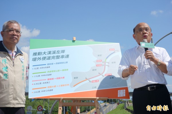 批朱市府8年做不到 蘇保證4年開通大漢溪左岸堤外便道 