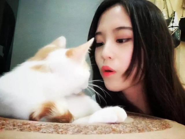 朝主子吹氣，橘貓伸手勾住下巴深吻：滿意了吧，女人真煩 