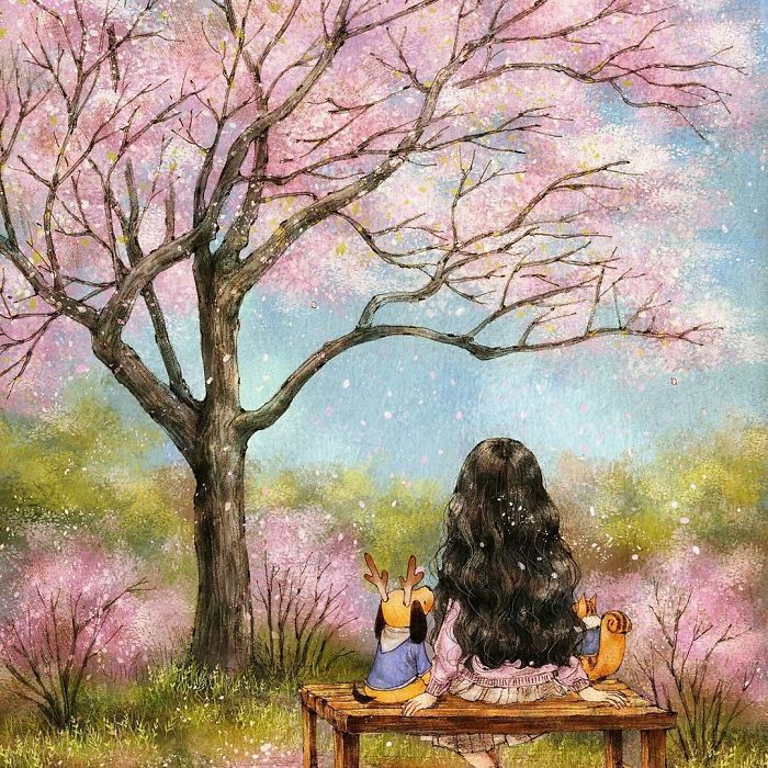 森林系插畫家畫出「女孩一個人獨處」的日常體悟，被大自然擁抱「久了更愛自己」暖哭全球！ 
