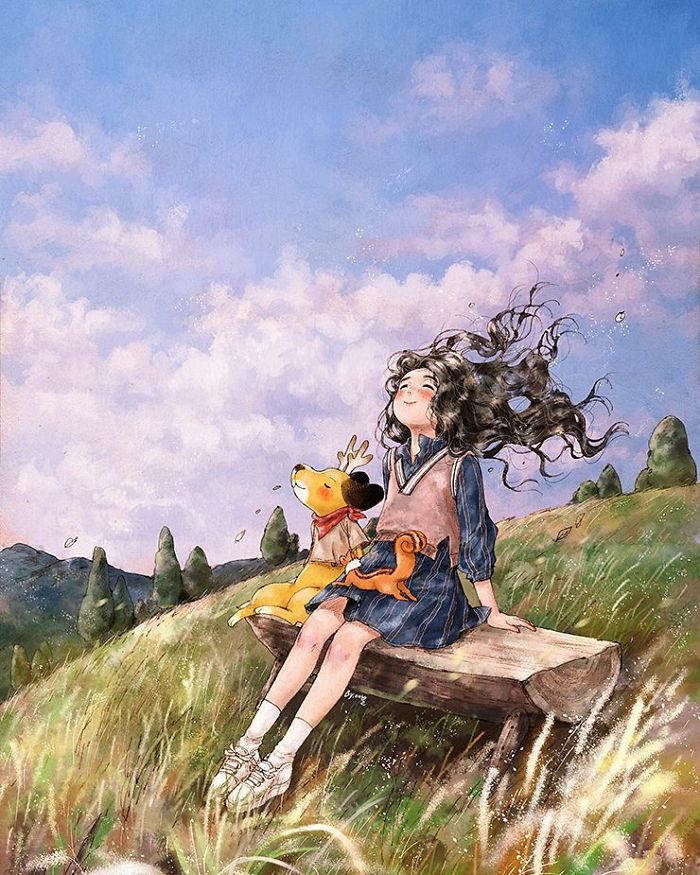 森林系插畫家畫出「女孩一個人獨處」的日常體悟，被大自然擁抱「久了更愛自己」暖哭全球！ 