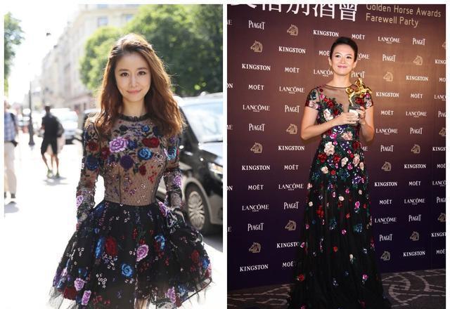 41歲林心如撞衫38歲章子怡，氣質差太多，網友：明星和巨星的差別！