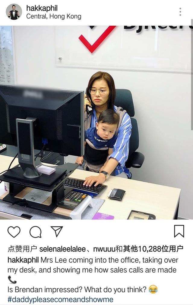 胡杏兒母子探班老公，「霸占」辦公桌，奕霆好奇的小表情萌化了~~~