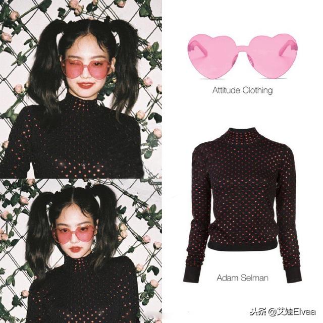 Jennie新髮型太鬼馬風，愛心眼鏡修身衣，卻被這對雙馬尾搶盡風頭