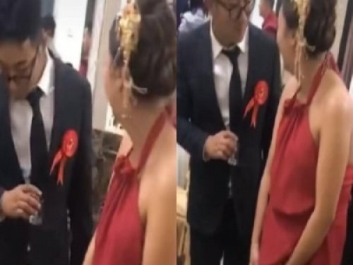 世上最霸氣新娘，敬酒一個姿勢嚇傻新郎！網驚呼:職業病跑出來了