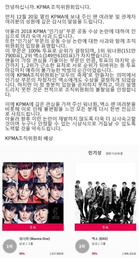 沒想到KPMA也是「分豬肉大會」，EXO和Wanna One竟然共同獲獎！