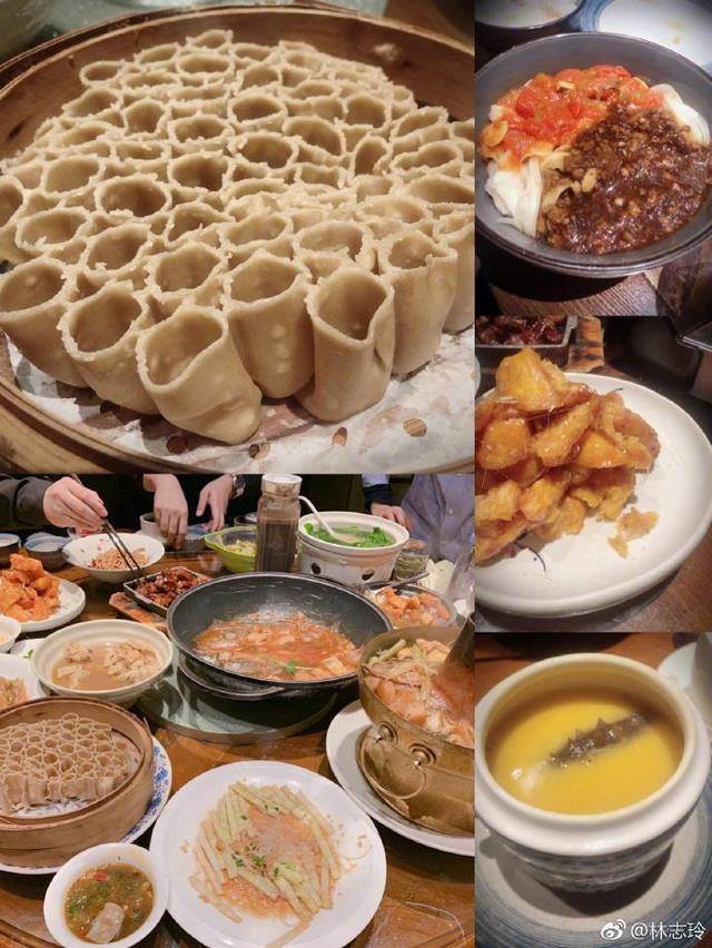 林志玲吃美食，曬自拍，為山西太原美食打call, 調侃自己吃太圓了