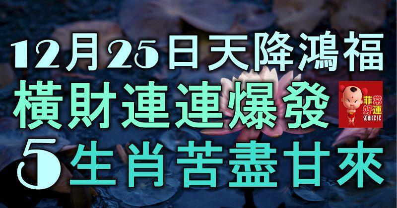 12月25日起，天降鴻福，橫財連連爆發，5大生肖苦盡甘來，富貴雙全！