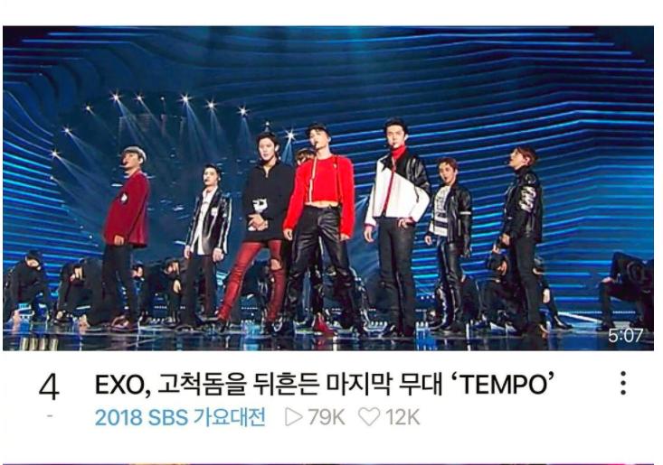 [EXO][新聞]181226 完全SLAY！EXO表演舞台影片熱度覆蓋成最高！