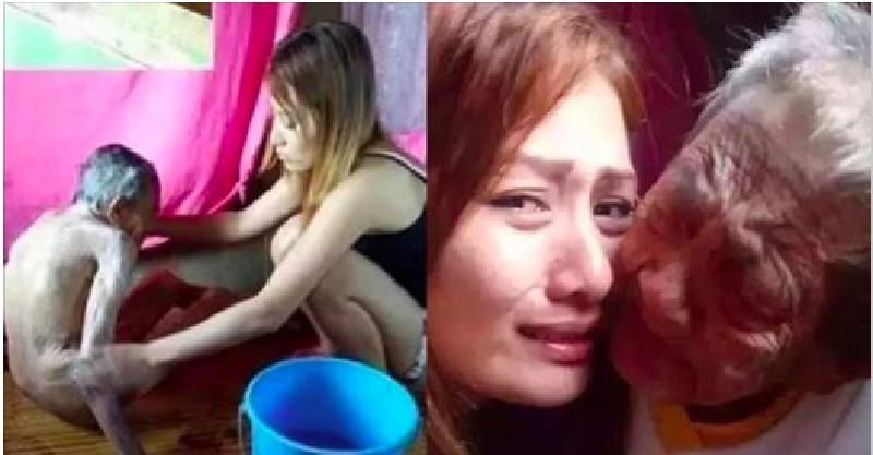 這位女孩「幫98歲老人洗澡」後po出一組照片！竟讓所有「當子女的人」淚崩喊：對不起！