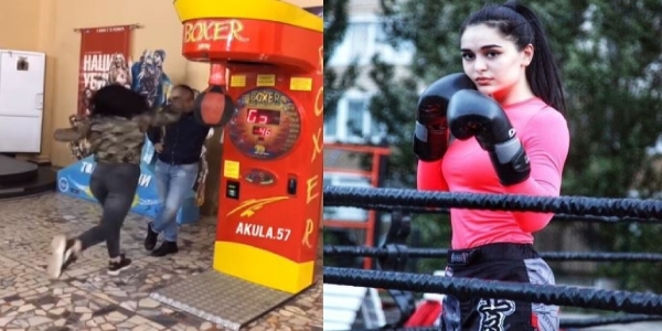 影：19歲正妹拳擊選手挑戰拳擊機！沒想到「一揮拳」旁觀男子直接ＫＯ？網笑瘋：難道是「拳風」！