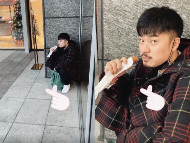 陳赫你又在搞笑，這樣蹲在牆角吃東西，難怪網友差點沒認出 