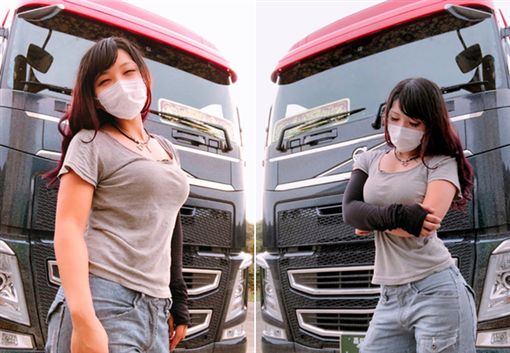 老司機發車！豪乳萌妹開貨車　「水蛇腰配頭燈」網友大失血 