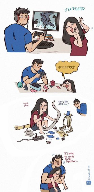 19張證明「越欠揍反而越甜蜜」的情侶插畫第2張男友的鬍子就該這樣刮!!