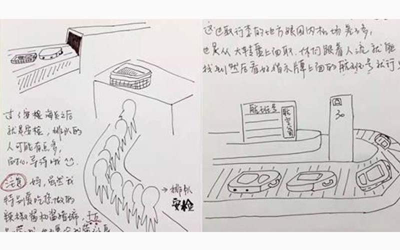 60歲爸媽第一次出國又不懂英文 女兒手繪10張「超狂出入境攻略圖」...網讚翻：太強了