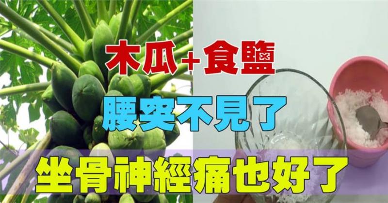 木瓜加食鹽，是對付腰突、坐骨神經痛的一把好手，腰不疼了，全身輕鬆 