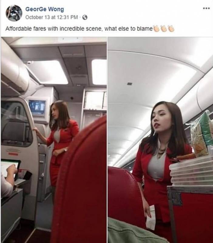 外國乘客投訴亞航空姐，彎腰露出「事業線」