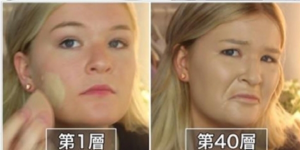 正妹挑戰「擦100層粉底液」，到第40層就想叫她住手...塗到100層「驚悚到變這樣」！