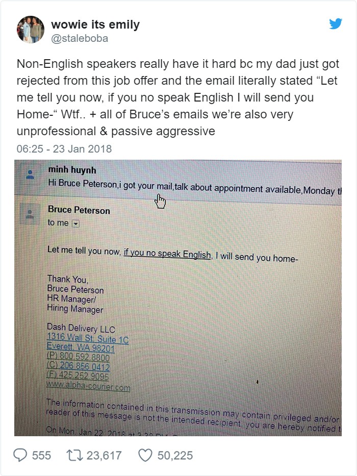 爸爸國外找工作被羞辱：「不會英文就滾」！　女兒討公道「讓他知道亞洲人厲害」公司下場慘了 