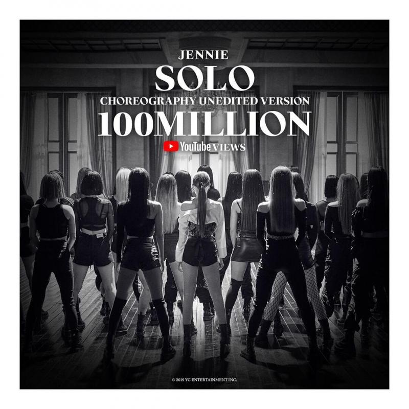 [BLACKPINK][新聞]190225 韓國solo新紀錄JENNIE《SOLO》舞蹈版視頻油管播放量破億！