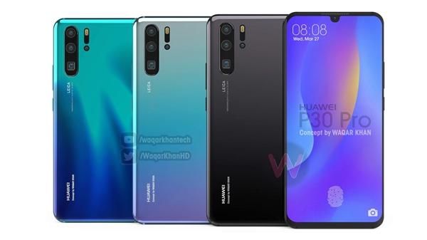 華為P30 Pro最新渲染圖曝光：6.4寸2K曲屏、方形鏡頭搶眼