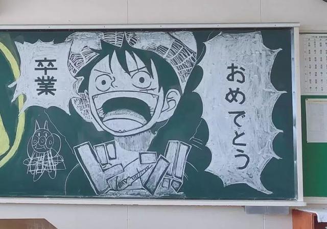 最燃黑板報，日本高校大神，把漫畫角色全部畫在黑板上！