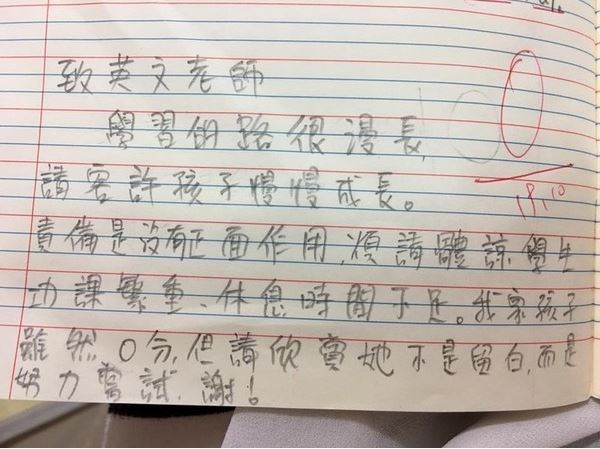 小一女「英文默寫0分」遭師羞辱！家長回「這一番話」讓網友大讚：比成績重要的有很多
