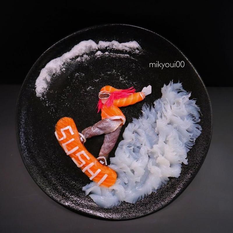廚師把生魚片變成夢幻畫作！《小美人魚》「光澤鮭魚長髮」讓人又餓又捨不得吃啊