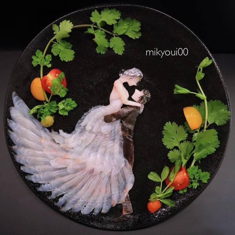 廚師把生魚片變成夢幻畫作！《小美人魚》「光澤鮭魚長髮」讓人又餓又捨不得吃啊