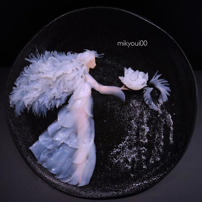 廚師把生魚片變成夢幻畫作！《小美人魚》「光澤鮭魚長髮」讓人又餓又捨不得吃啊