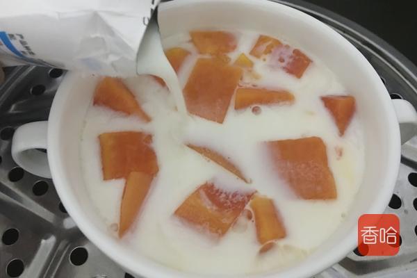 木瓜燉牛奶，蒸一蒸，又香又甜，營養美味，女人要常吃！