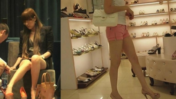 拿鞋子讓人妻試穿，一旁老公竟大罵：幹嘛偷看她的腿？沒想到店員「神回」２人落荒而逃