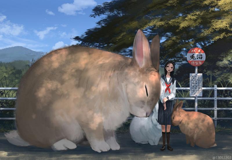 大隻版一樣可以萌！　30個「巨大化動物插圖」躺肚肚超療癒❤  
