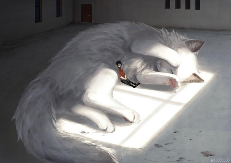 大隻版一樣可以萌！　30個「巨大化動物插圖」躺肚肚超療癒❤  