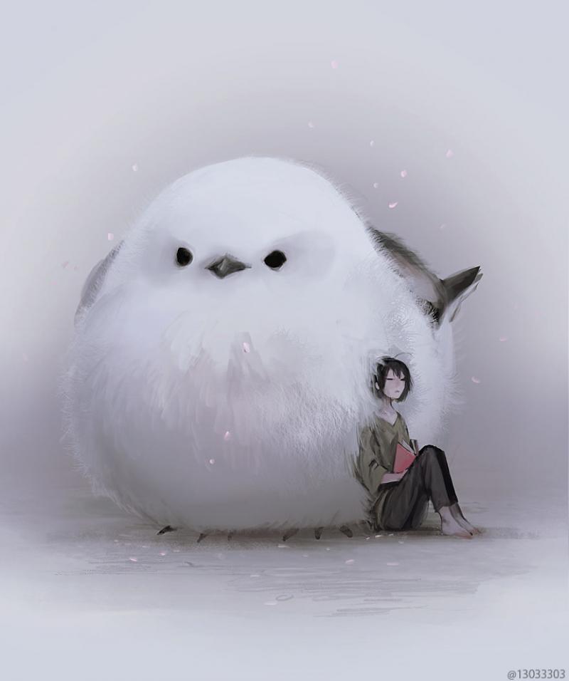 大隻版一樣可以萌！　30個「巨大化動物插圖」躺肚肚超療癒❤  