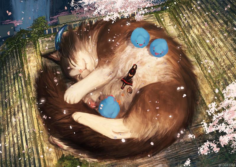 大隻版一樣可以萌！　30個「巨大化動物插圖」躺肚肚超療癒❤  