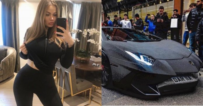 24歲正妹炫富　藍寶堅尼鑲滿200萬顆水鑽