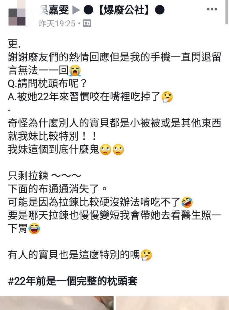 陪伴妹妹22年的寶貝竟變成謎樣生物，一路「吃」到現在已經讓人猜不透原形！網友：吃了22年真是物超所值！ 