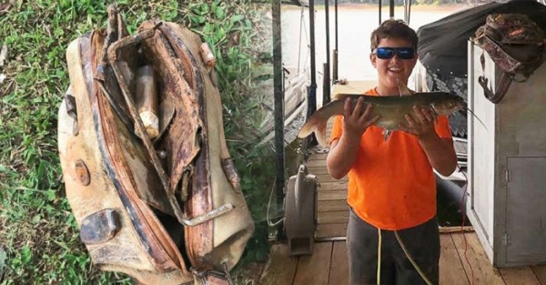 11歲男孩釣魚時竟「釣到女士舊皮包」，打開包後，主人的身份讓人瘋狂尖叫了！