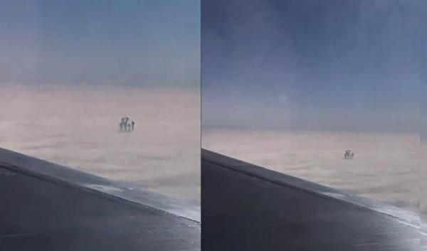 他在飛機上拍到「超神祕畫面」！拉近放大「一家人漫步在雲端」輪廓倒影超清楚...不可思議！